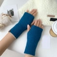 thumbnail image 2 of beishanbush Gloves Mittens Women Autumn and Winter Cute Solid Two Color Half Knitted Wool Gloves A, 2 of 3
