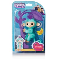 Fingerlings - Interactive Baby Monkey - Zoe (Turquoise with Purple Hair) By WowWee