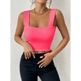 thumbnail image 4 of Osfvolr Women'S Sexy Sleeveless Skinny Basic Strappy Crop Tank Tops 2025 Rose Red XS, 4 of 5