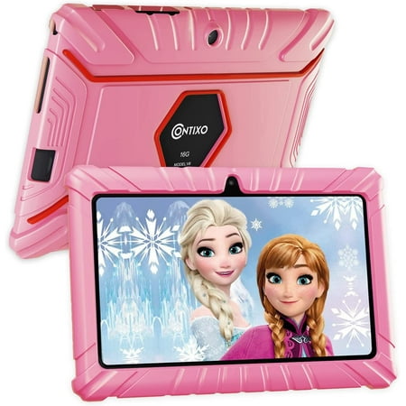 Contixo 7 inch Kids Tablet 2GB RAM 16GB WiFi Android Tablet For Kids Bluetooth Parental Control Pre-Installed Learning Tablet Apps for Toddlers Children Kid-Proof Protective Case, V9-2 Pink