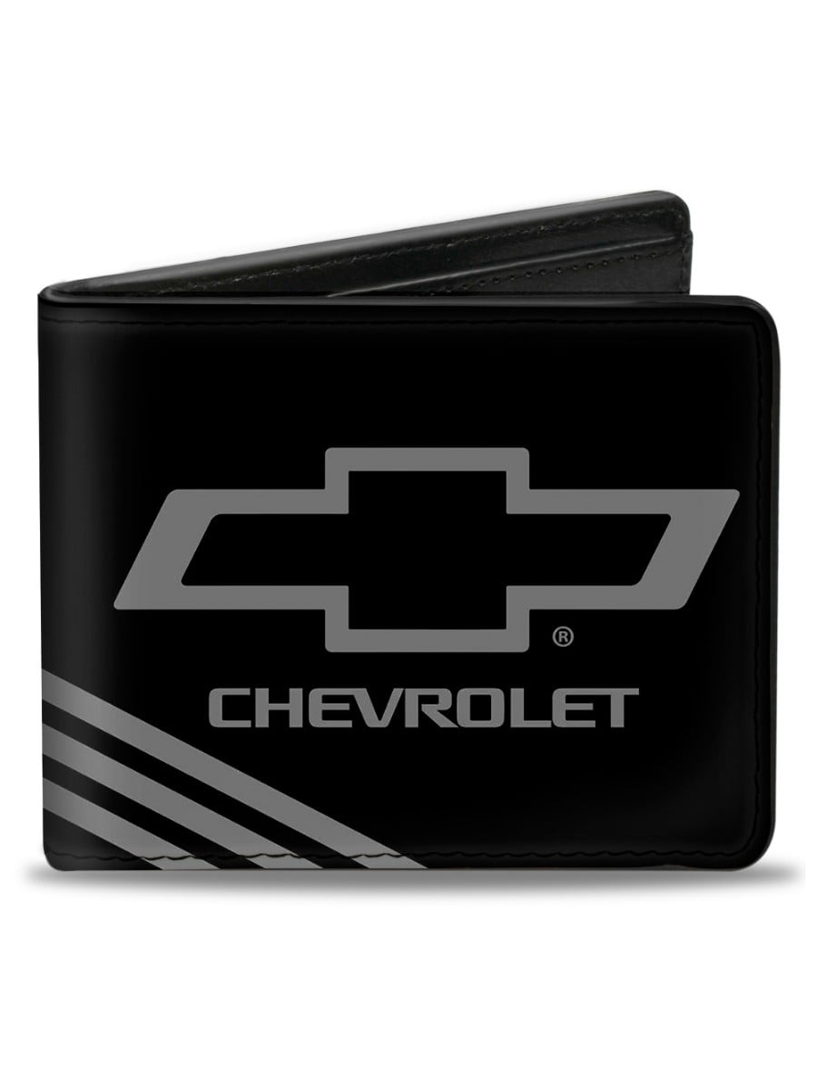 Chevrolet Automobile Company Black And Grey Logo Stripes Bi-Fold Wallet