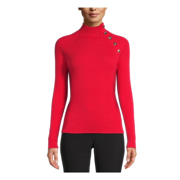 Anne Klein Womens Red Long Sleeve Sweater Size: XS