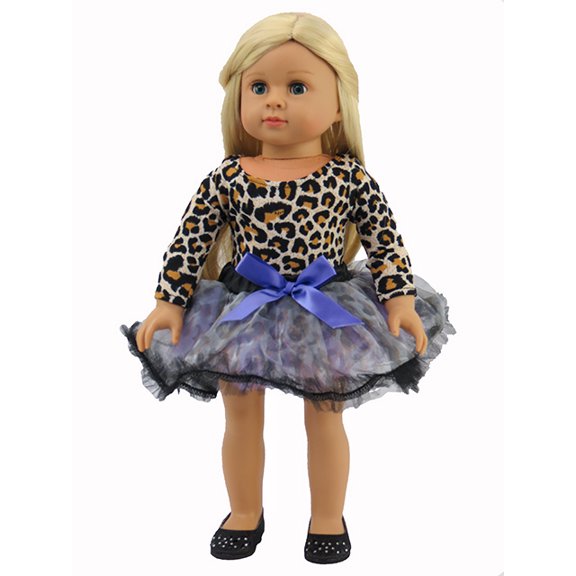 Leopard Leotard Dance Outfit with Tutu For 18 Inch Dolls | American Fashion World