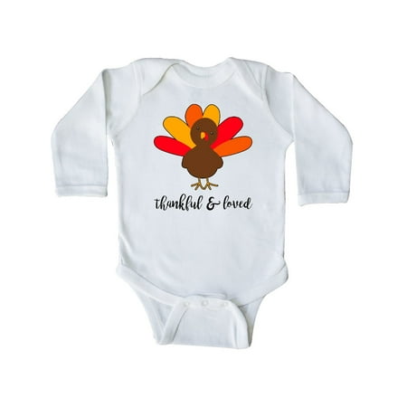 

Inktastic Thankful and Loved-cute turkey Gift Baby Boy or Baby Girl Long Sleeve Bodysuit