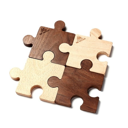 

Outdoor Camping Wooden Coaster Beech Walnut Heat Insulation Cup Mat Jigsaw Shape Cup Pad Wood Tea Cup Holder