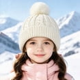 thumbnail image 2 of KPOPLK Baby Beret Hat Toddler Winter Knitted Beanie Cap Solid Color Little Boys Girls Knit Fleece Hat(2-10 Years,White), 2 of 5