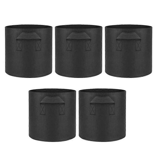 Felt Planting Bag Set 1 Set/5Pcs Round Gardening Container For Gardeners 3 Gallons Black Durable Pouch