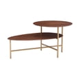 thumbnail image 5 of Dyllan Mid-Century Modern 2-Tier Coffee Table, Gold Base with Brown Top, 5 of 15