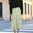 thumbnail image 4 of Summer Maxi Skirts for Women Satin Fashion Boho Long Skirt Trendy Floral High Waist A Line Beach Skirt Vacation Outfit Green XXL, 4 of 7