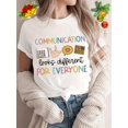 thumbnail image 1 of 1pc Vintage Style Women'S T-Shirt, Communication Graphic Print, Crew Neck, Polyester Knit Fabric, Regular Length, Casual Summer Top, 1 of 6