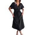 thumbnail image 1 of Vestido De Mujer Primavera Verano Vestidos casuales Cinturón Vestido femenino para cóctel (Negro S) Ygjytge para Mujer Negro T 3EG, 1 of 8