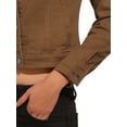thumbnail image 6 of INSPIRE CHIC Women's Button Down Collarless Long Sleeve Cropped Denim Jacket L Dark Brown, 6 of 7