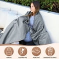 thumbnail image 3 of Clearance! Tirrinia Waterproof Outdoor Blanket with Sherpa Lining, Windproof Triple Layers Warm Comfy Foldable for Camping Stadium, Sports, Picnic, Grass, Concerts, Machine Washable, Light Grey, 3 of 8