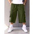 thumbnail image 4 of Plus Size Men's Solid Capri Cargo Pants For Outdoor, 4 of 5