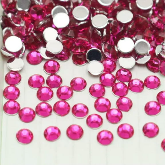 EOEMY 2000 Acrylic Faceted Round Flatback Rhinestone Gems 4mm 16Ss Color Selection-Hot Pink