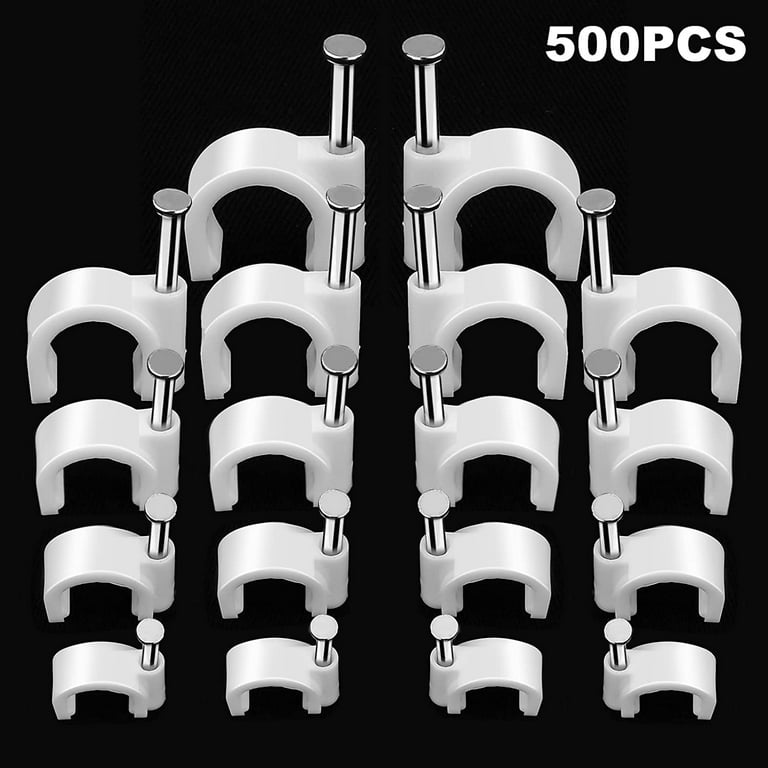 100-Pack White Cable Clips With Nails - 6mm Wire Management For Ethernet & TV Cables