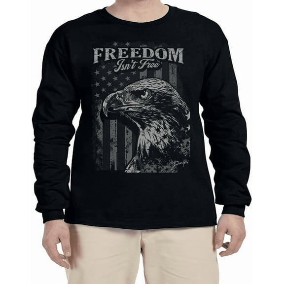 Patriotic American Flag Bald Eagle T-shirt Mens Graphic Tees Long Sleeve Tee Shirt