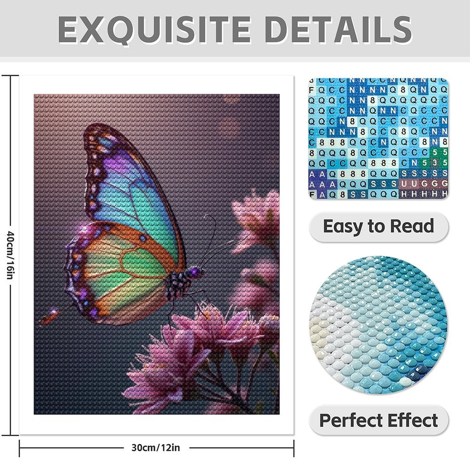 Diamond Art Kits for Adults - Modern Butterfly Bouquet Print No.1086 5D Frameless Dimond Painting Kit for Adults Beginner, Round Diamond Kits for Home Wall Decor, Gift for Women