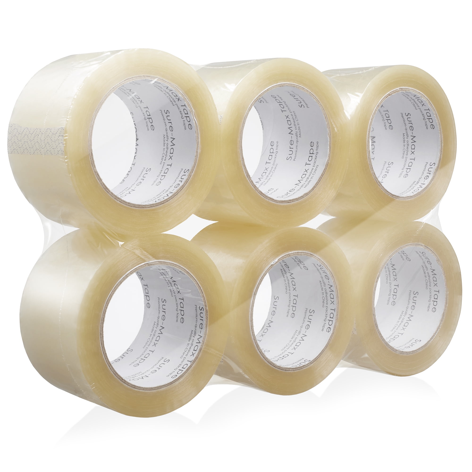 Sure-Max 6 Rolls Extra-Wide Shipping & Packing Tape (3" x 110 yard/330' each) - Moving & Adhesive Carton Sealing - 2.0mil Clear