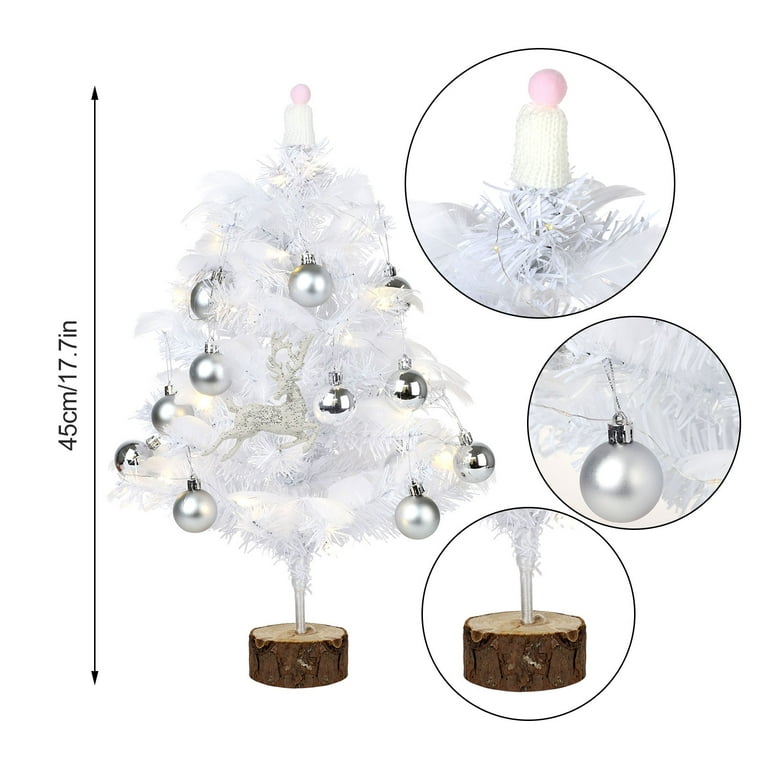 White Feather Suit Copper Wire Light DIY Christmas Trees, Size: 45cm-Lamp