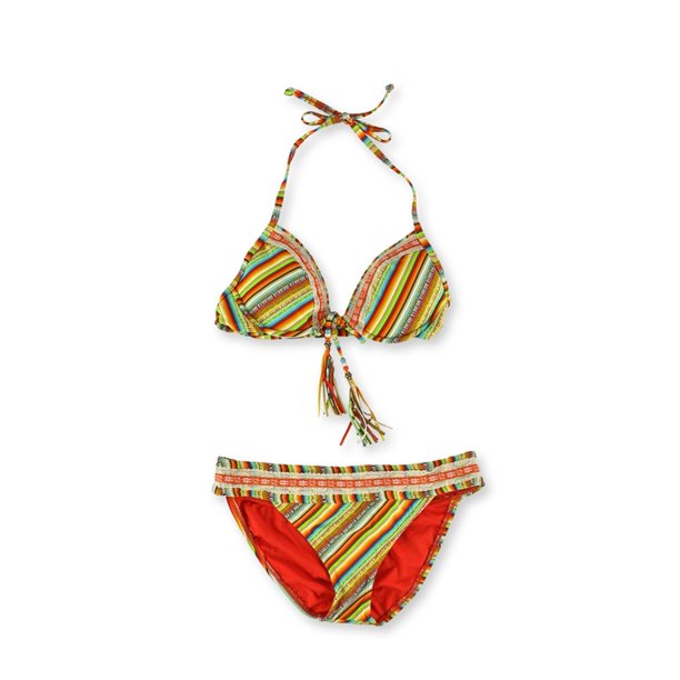 Bikini de 2 piezas Lucky Brand Santiago Side Tab U-Wire para mujer naranja mediano