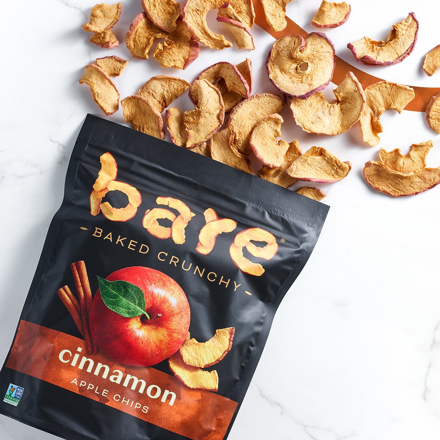 (6 pack) Bare Baked Crunchy Apple Chips, Fuji & Reds & Cinnamon Variety Pack, 0.53oz, Gluten Free, 7 Count