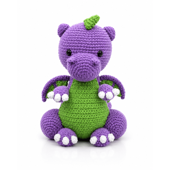 Handmade Crochet Dragon Plush Figure, Knitted Fantasy Character Decorative Collectible Gift and Display Accent