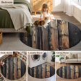 thumbnail image 5 of Black Brown Plank Round Area Rug 4 FT, Non Slip Indoor Outdoor Rug, Vintage Chic Wooden Grain Washable Soft Circular Carpet Non-Shedding Floor Mat for Coffee Table Nursery Foyer Balcony, 5 of 8