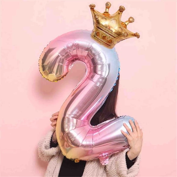EGNMCR Water Balloons, Balloons Crown Number Foil Balloons Number Ballon Happy Birthday Party Decoration 32 Inch Crown Balloons