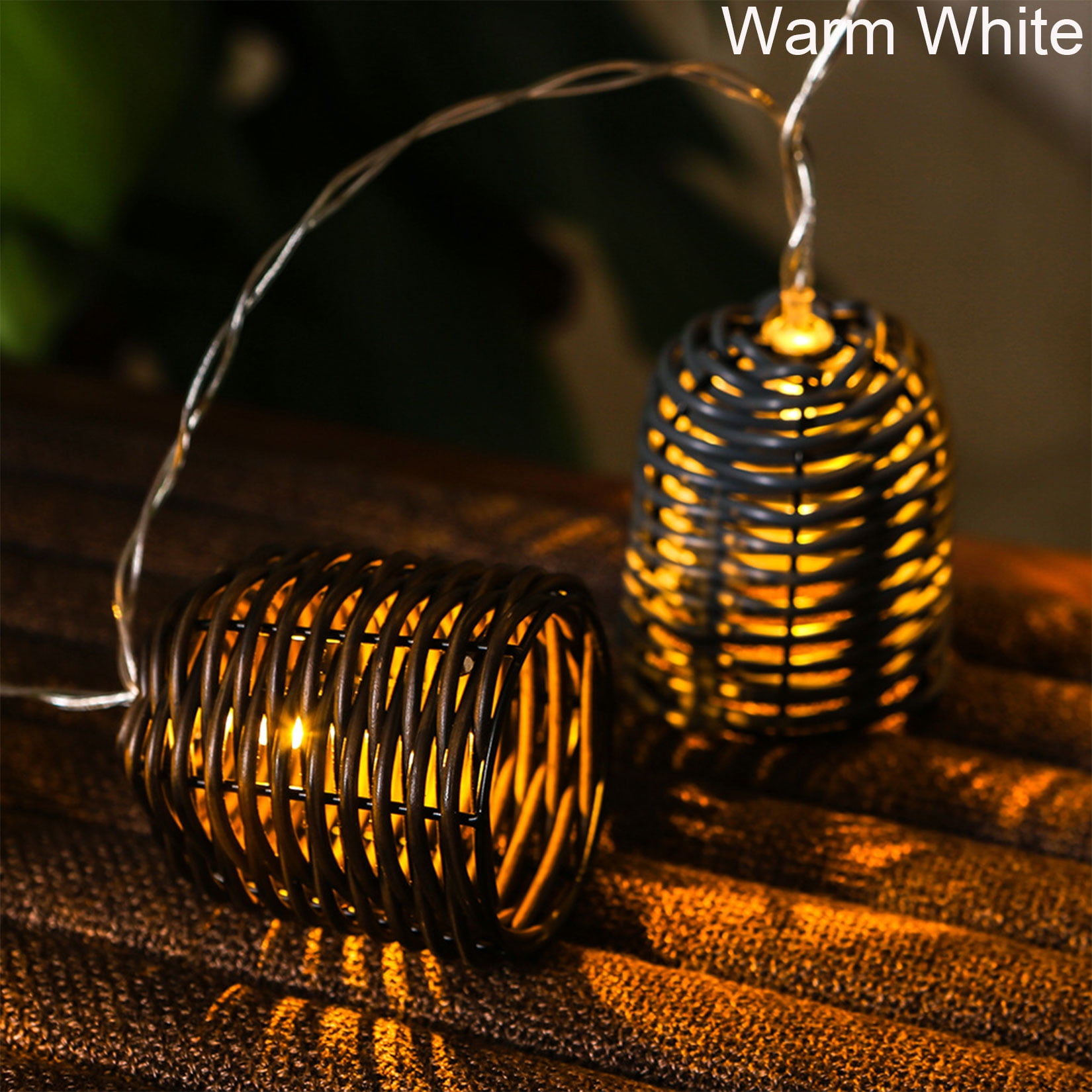 Decorative Outdoor Patio String Lights - 10 Lights Globe Rattan Wicker Ball String Lights Indoor Outdoor Patio Bell String Light for Home Pergola Porch Party Backyard