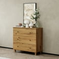 thumbnail image 4 of 3-Drawer Dresser for Bedroom, Wood Bachelors Chest, 35.4 Inches Wide Chest of Drawer for Closet Organizer, Oak Brown, 4 of 9
