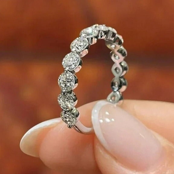 2.00 Ct Round Cut lab Created Diamond Eternity Wedding Band Ring 14K White Gold Plated