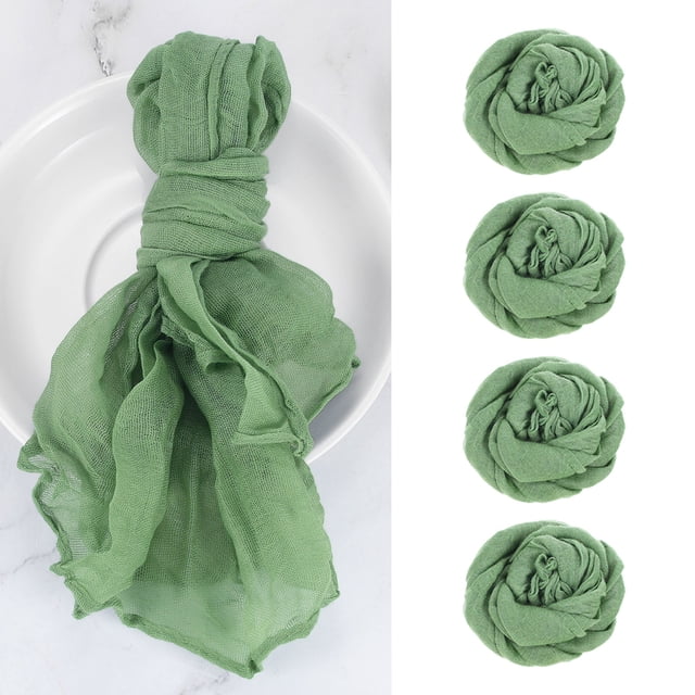 Uxcell 10Pcs Cheesecloth Napkins, 20x20 Inch Sage Green Rustic Dinner Napkins for Wedding Table Decor