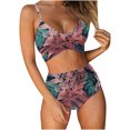 thumbnail image 2 of Traje de baño de dos piezas para mujer, cómodo, con pecho alto, en contraste OAVQHLG3B Store lin121212, 2 of 4