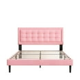 thumbnail image 5 of Unizone Bed Frame Queen Size with Upholstered Headboard, Modern Tufting Style, Pink, 5 of 12