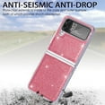 thumbnail image 6 of SaniMore for Samsung Galaxy Z Flip 4 6.7" Glitter Folding Case, Flexible TPU Case with Wireless Charging Anti-Fingerprint Full Body Protective Case for Samsung Z Flip 4 Women Men, Pink, 6 of 6