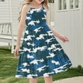 thumbnail image 4 of AHTJRT Girls Casual Dress Fashion Camo Print Spaghetti Straps Sundress Loose Sleeveless Maxi Dress for Travel Hiking Camping Blue#02 5 Years, 4 of 7