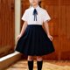 thumbnail image 2 of Odeerbi Niñas 3 Piezas Preppy Vestido de Manga Corta Camisa de Vestido A Rayas y Falda Plisada Conjunto de Uniforme Escolar Con Corbata, 2 of 7
