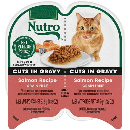 Nutro Perfect Portions Wet Cat Food, Cuts In Gravy Salmon Recipe, (24) 2.64 Oz. Twin-Pack Trays
