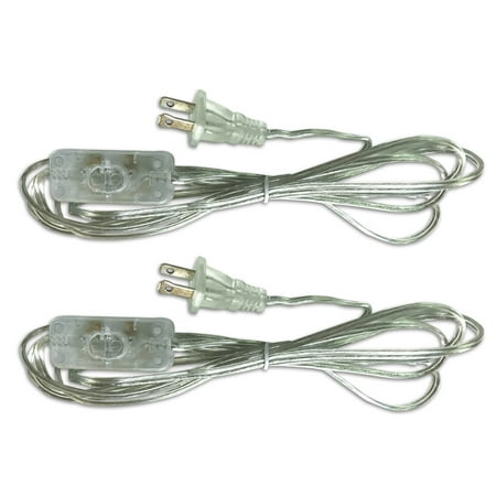Royal Designs 8 Foot Long Silver-colored Inline Toggle Switch Replacement Lamp Cord, SPT-1 with Molded Plug-Set of 2