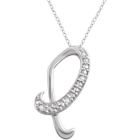 Diamond Accent Sterling Silver "P" Initial Pendant, 18" Chain