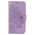 thumbnail image 2 of Funda tipo billetera para teléfono con ranura para tarjetas, funda protectora con tapa protectora en relieve de flores de cuero PU para IPhone 13, 2 of 8