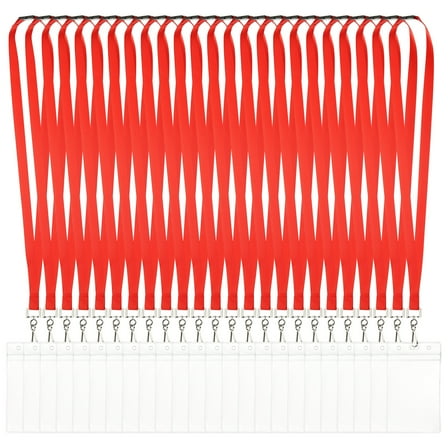 Uxcell 24Pack Colored Lanyards for ID Badges, Breakaway Lanyards for Keys, Red