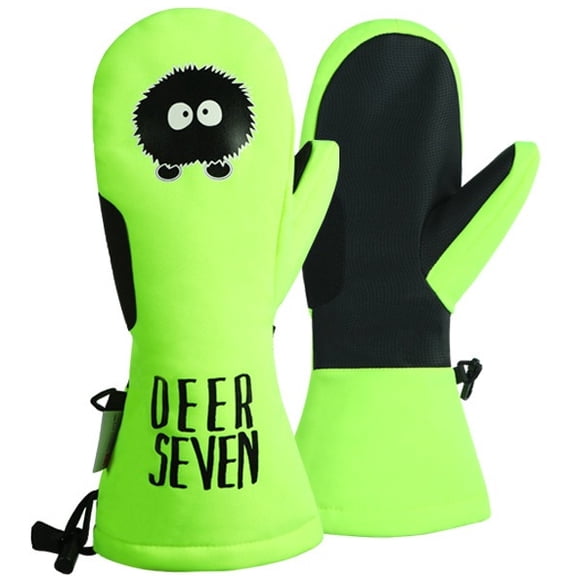 Family Matching Winter Mittens - Cozy 3M Insulated Snowboard Gloves with Fun Cartoon Prints for Parent & Child Outdoor Adventures