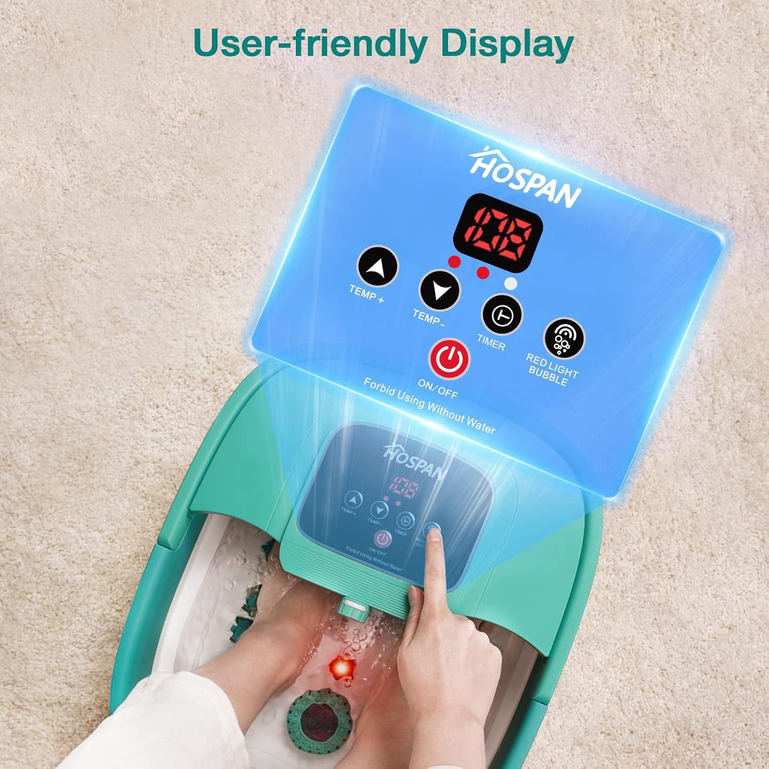 Collapsible Foot Spa with Heat, Bubble, Red Light, and Temperature Control for Relaxation