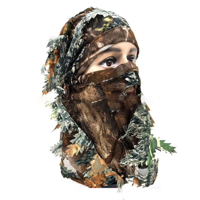 Woodland FULL FACE MASK 3D Camouflage Ghillie Suit Paintball Hunting Clothing 