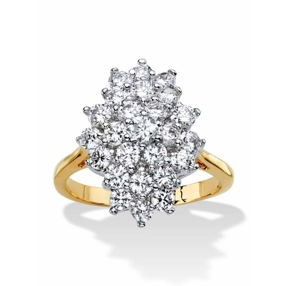 PalmBeach Jewelry 1.82 TCW Cubic Zirconia Marquise-Shaped Cluster Cocktail Ring Gold-Plated