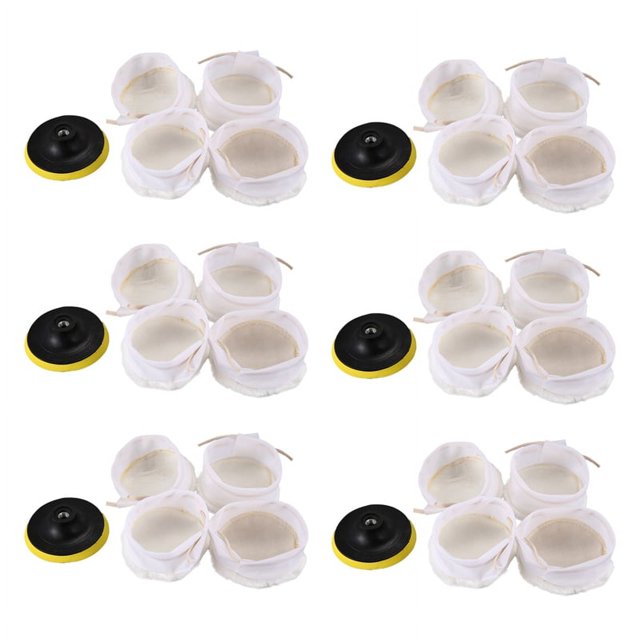 Kit de Pulidora / Pulidora de 30 Piezas Almohadilla de Capó de Lana Blanda Blanco: 4 Pulgadas