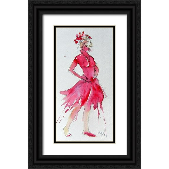 Kovacs, Anna Brigite 9x14 Black Ornate Wood Framed with Double Matting Museum Art Print Titled - Girl in Red