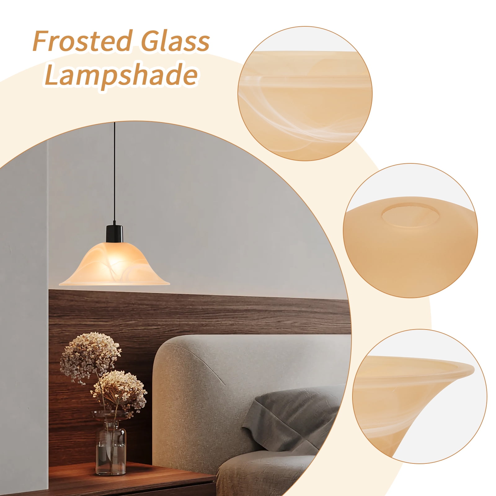 E26 Socket Replacement Torchiere Floor Lamp ,Lamp Shade Replacement with Amber Alabaster Glass Bowl Shade